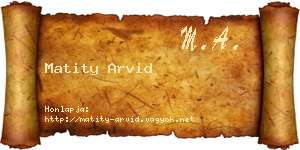 Matity Arvid névjegykártya